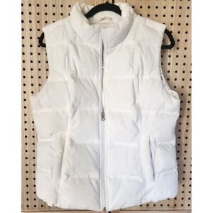 Eddie Bauer Premium Quality Goose Down Zip Vest Zip Pockets Size L Cream